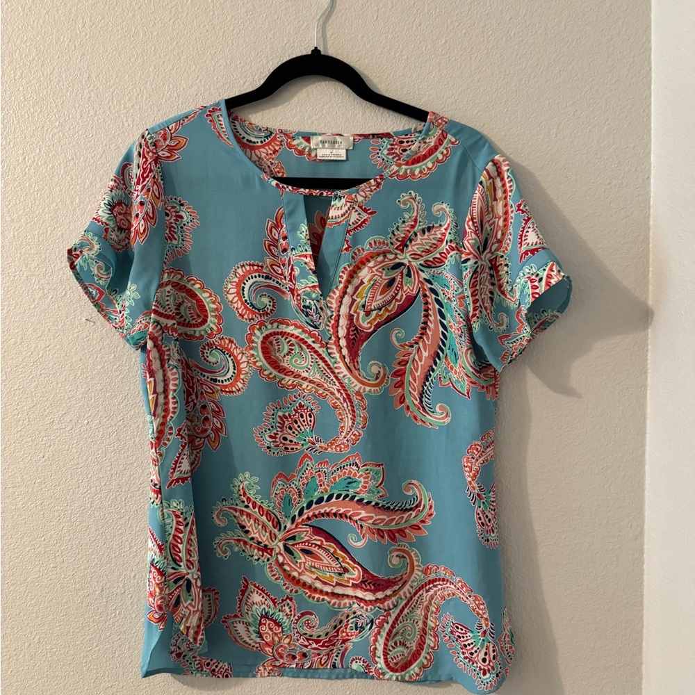 Van Heusen Paisley Print Blouse - Blue and Red